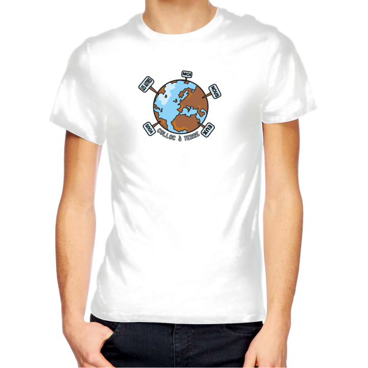 Tee shirt homme "coloc à terre" blanc en coton biologique