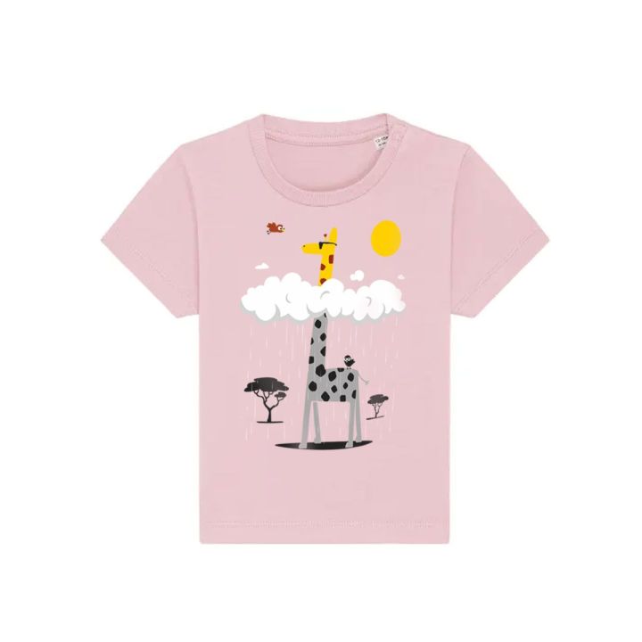 T-shirt manches courtes pour bébés "GIRAFE AU SOLEIL" by leduc