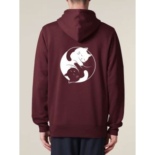 VESTE ZIP A CAPUCHE "YING YANG CAT" by LeDuc