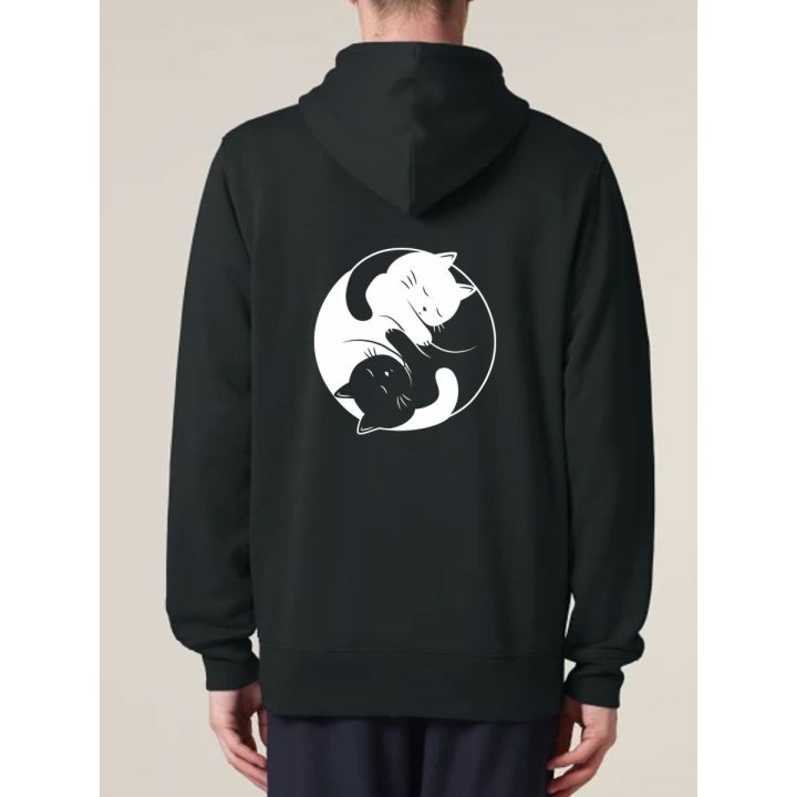 VESTE ZIP A CAPUCHE "YING YANG CAT" by LeDuc