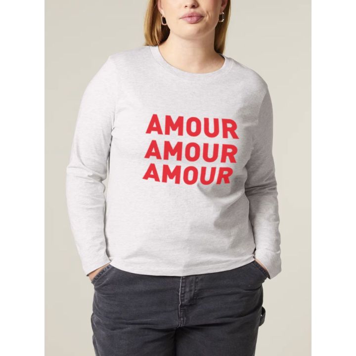 T-SHIRT MANCHES LONGUES FEMME "AMOUR AMOUR AMOUR"