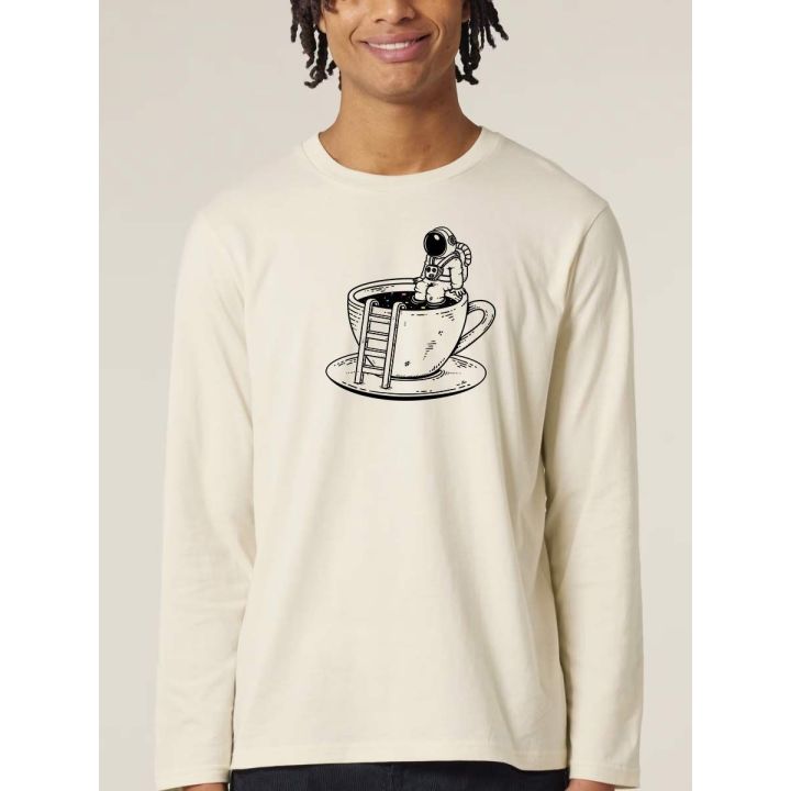 T-SHIRT MANCHE LONGUE HOMME "SPACE COFFEE" PAR LEDUC
