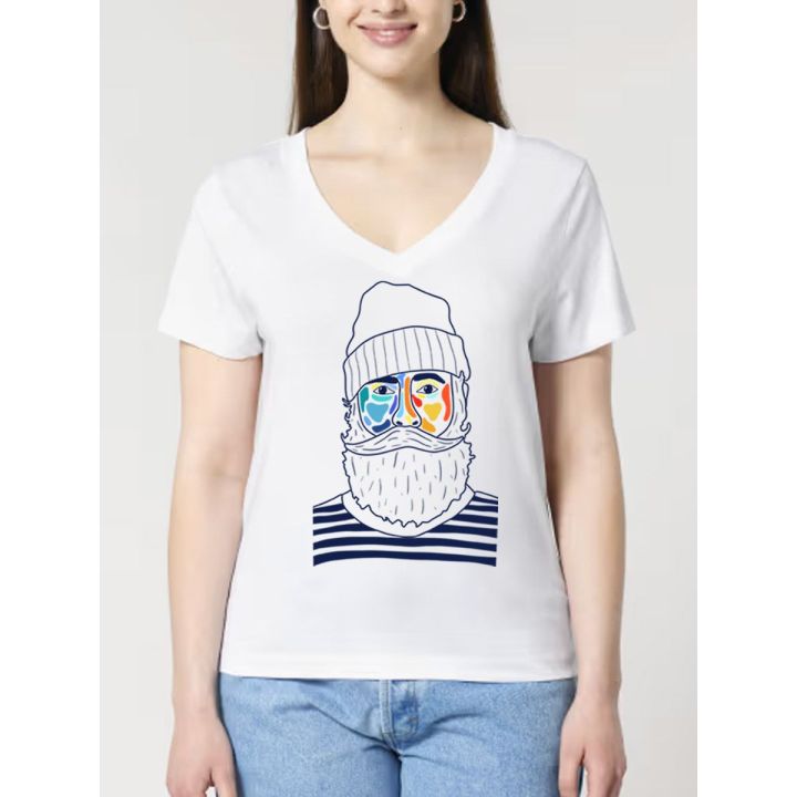 T-SHIRT FEMME COL V "MARIN" BY ATELIER SALÉ