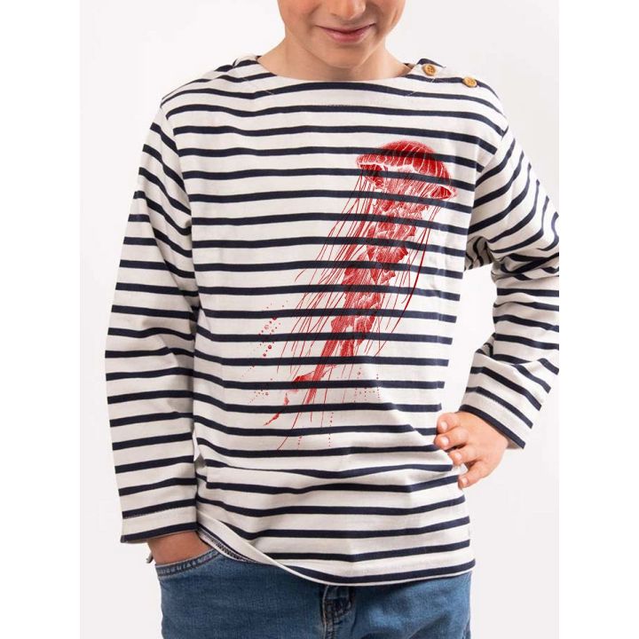 Mariniere enfant en coton épais crevette